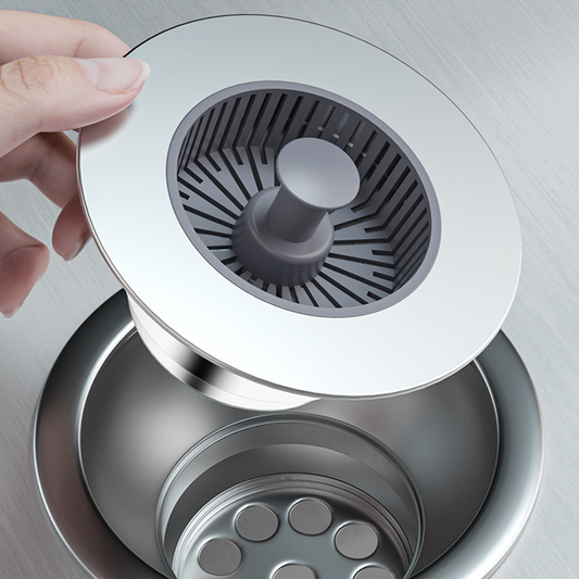 Bouchon de vidange d'évier escamotable avec crépine